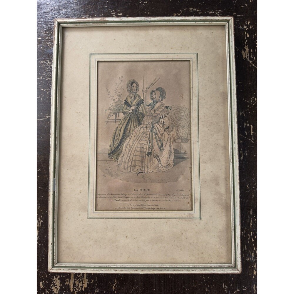 La Mode 19th Century French Fashion Plate Framed 10.5x14.5 Strong's Art Shop